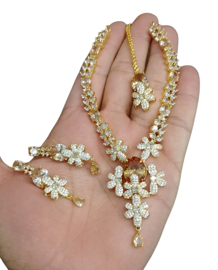 Ad zircon set Indian made golden polish D-5