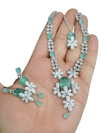 Ad zircon set Indian made silver polish D-1