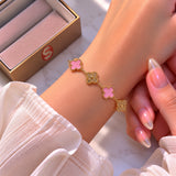 Rosé Blossom Pink Enamel & Pavé Crystal Link Bracelet