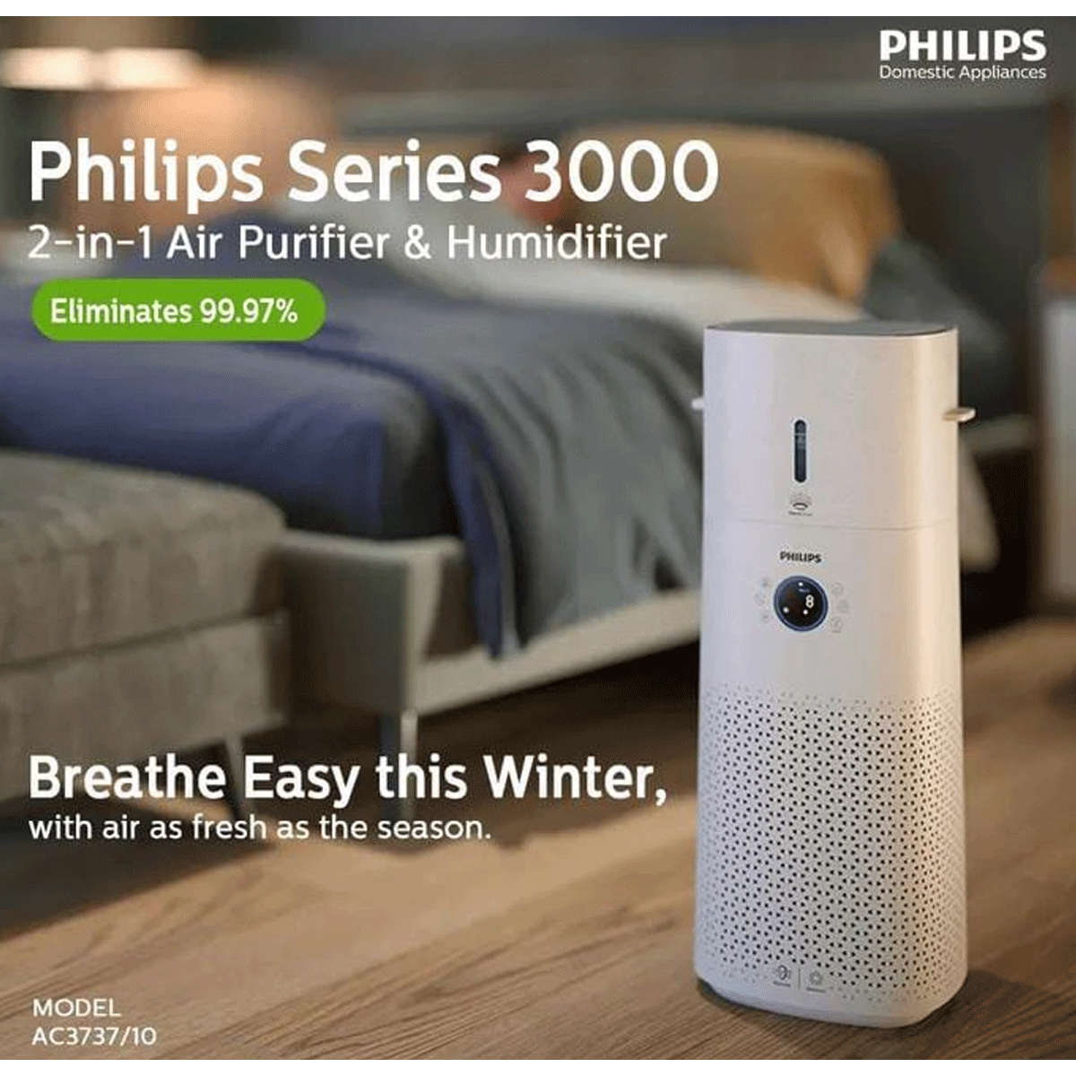 Philips Series 3000 2-in-1 Air Purifier & Humidifier AC3737/10
