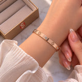 Imperial Clover & Bezel Crystal Rose Gold Bangle Bracelet