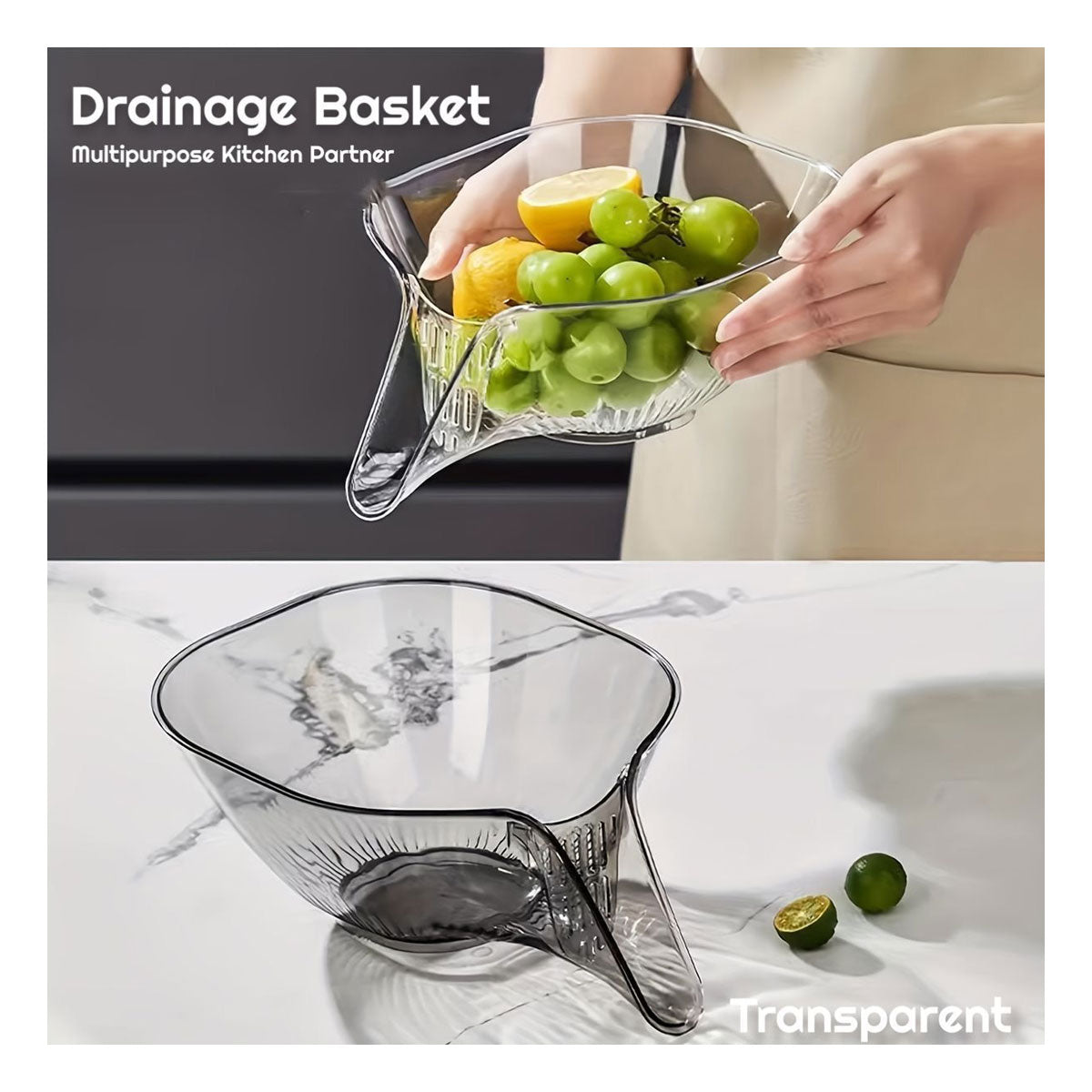 Multipurpose  Drainage Vegetable/Fruits Acrylic Kitchen Basket