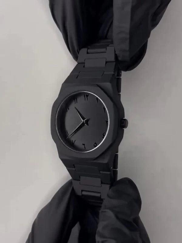 Aura Watch-  Black Analog Watch for Men Boys - Stainless Steel Chain