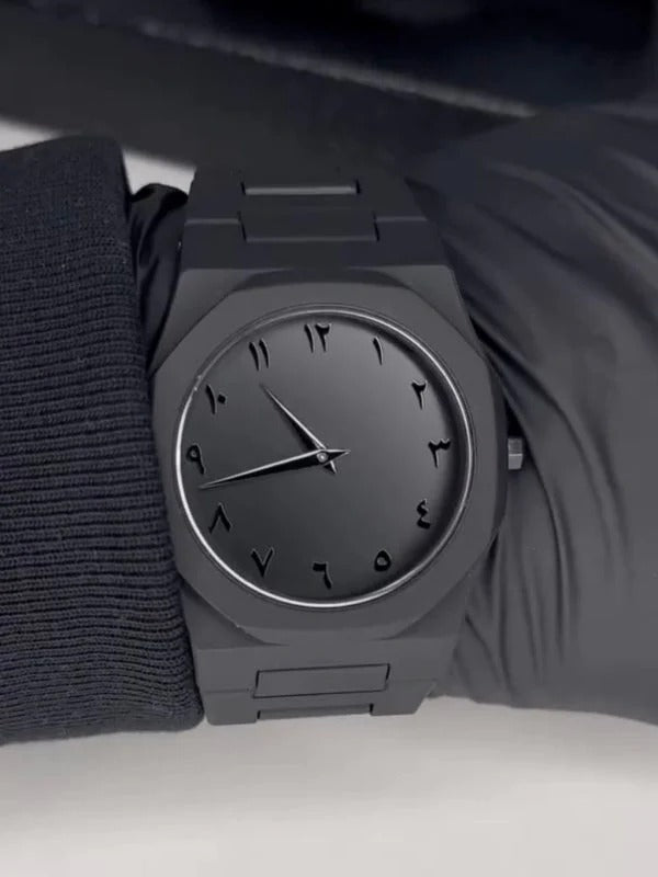 Aura Watch-  Black Analog Watch for Men Boys - Stainless Steel Chain