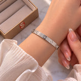 Imperial Clover & Bezel Crystal Silver Bangle