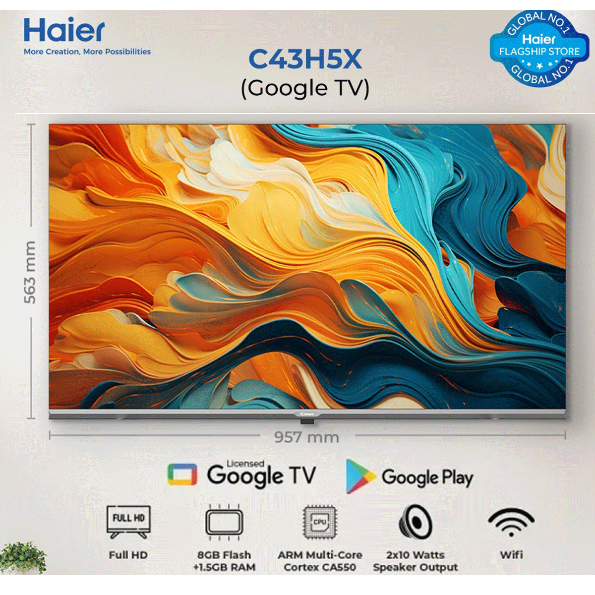 Candy - The Italian Style by Haier -New Launch - 43 - C43H5X - Google TV - Bazel Less