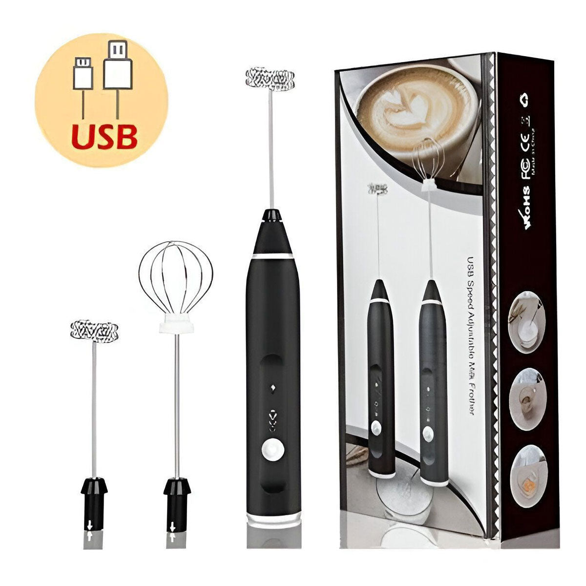 2in1 Rechargeable Egg and Coffee Beater with Box (3 Mode Speed)