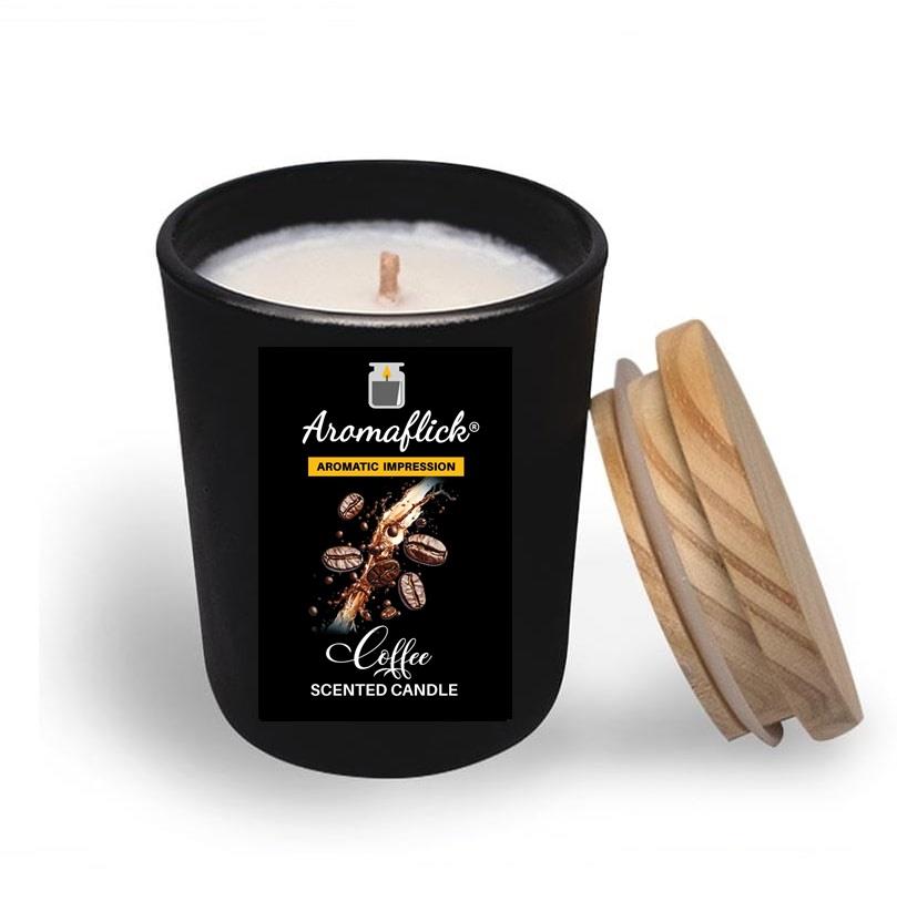 Coffee Scented Candle in Black Glass – Bold & Elegant