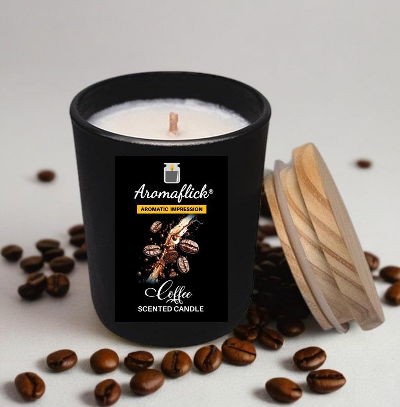 Coffee Scented Candle in Black Glass – Bold & Elegant
