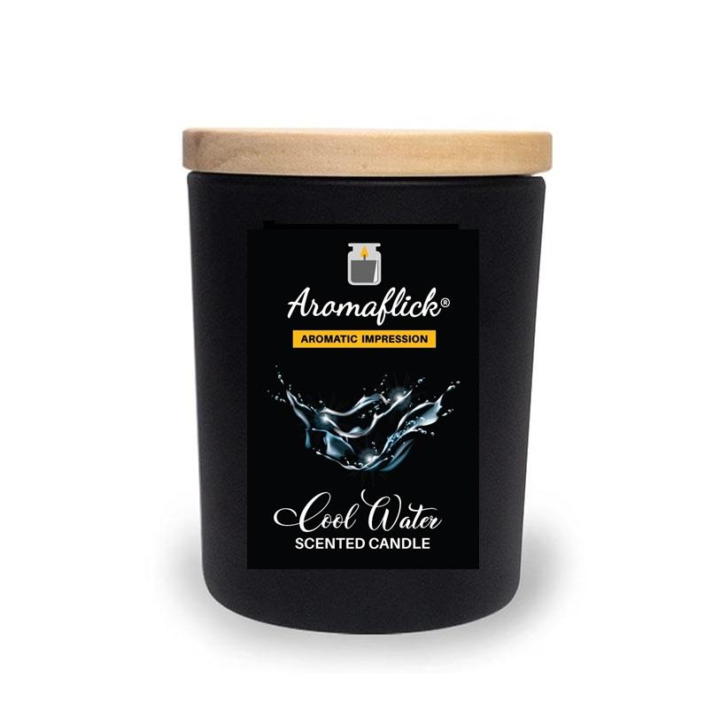 Cool Water Scented Candle in Black Glass – Bold & Refreshing Fragrance