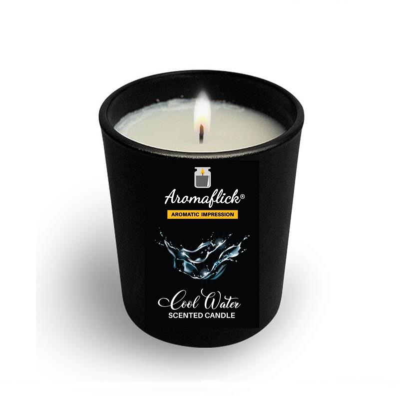 Cool Water Scented Candle in Black Glass – Bold & Refreshing Fragrance
