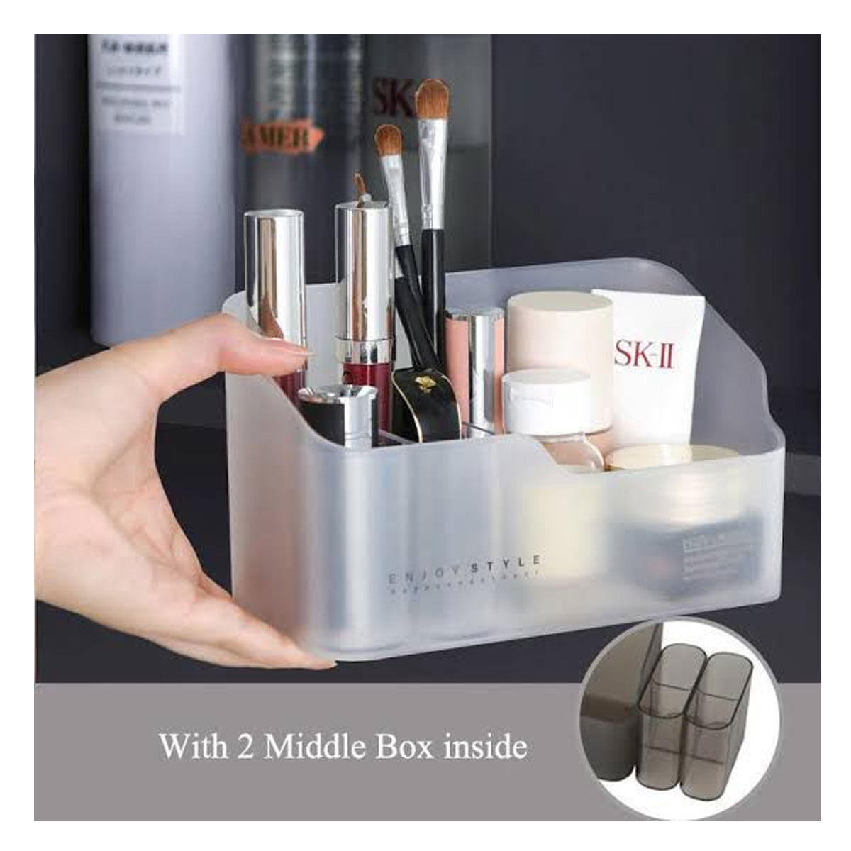 Stuff Storage Multipurpose Cosmetics/Stuff Storage Box with 2 Extra Compartments (Mi ...