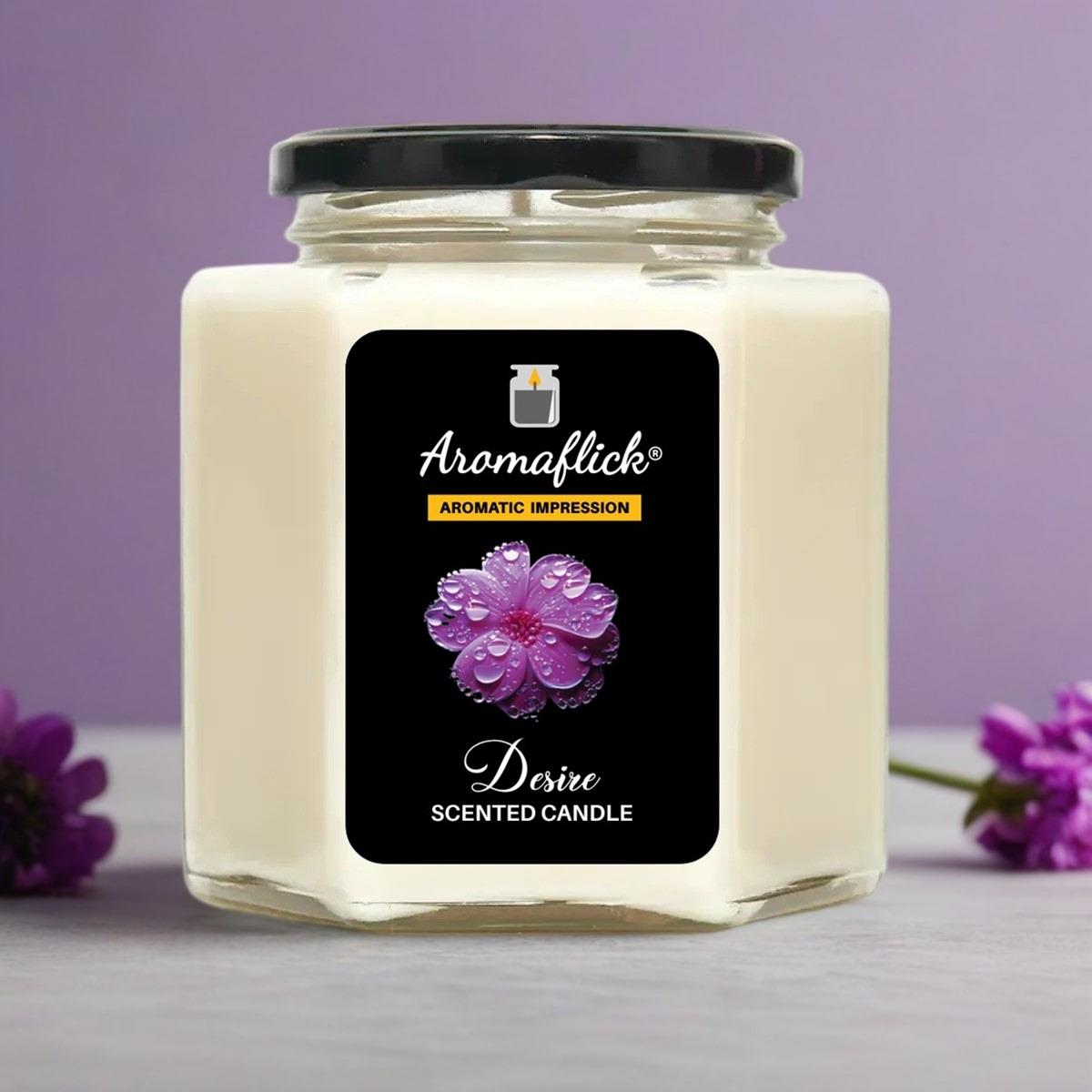 Desire Scented Candle in Hexagonal Jar
