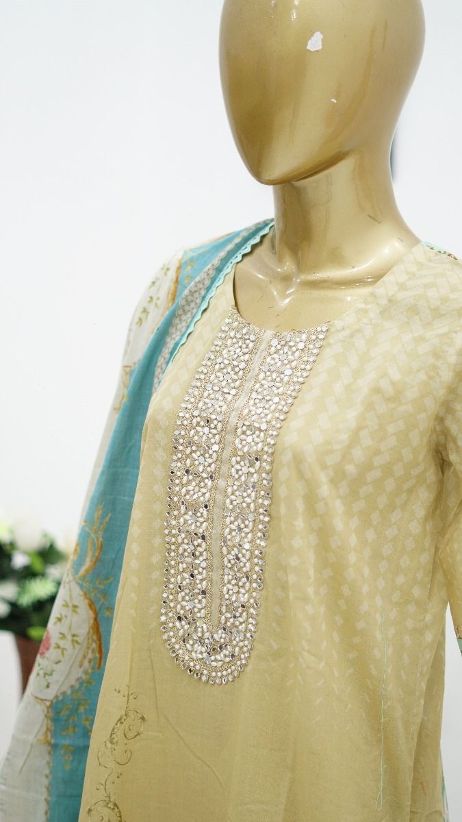 Surmawala Lawn | Printed Fabric 3 Piece Unstitched Collection - (Article 9) + Surmawala Sanan For Women EAU DE PARFUM - 50ML