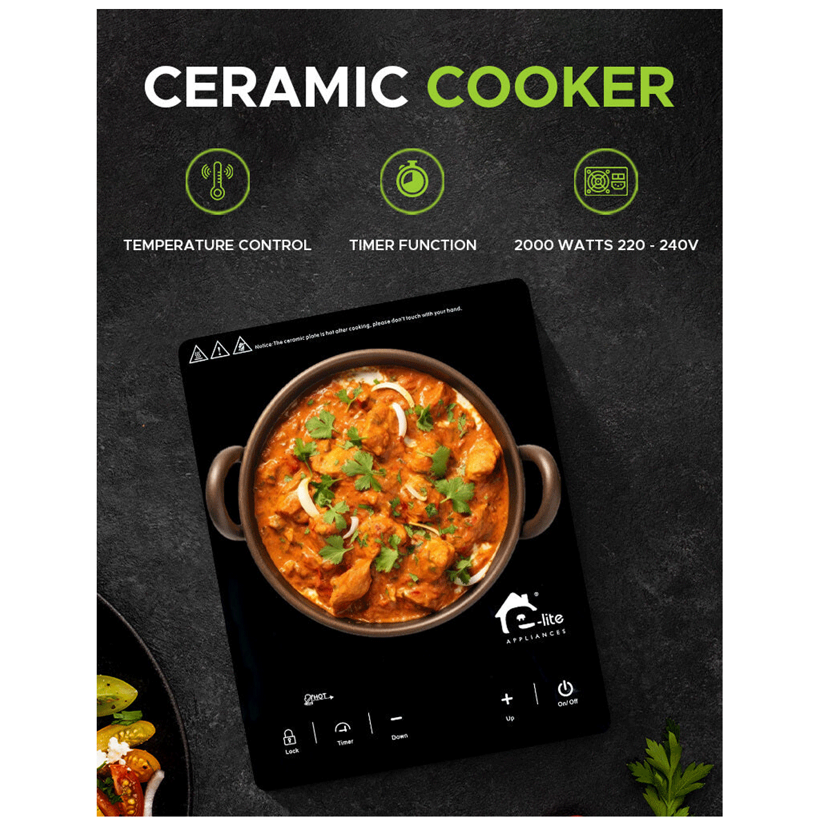 E-LITE CERAMIC COOKER ECC-006 1 YEAR WARRANTY
