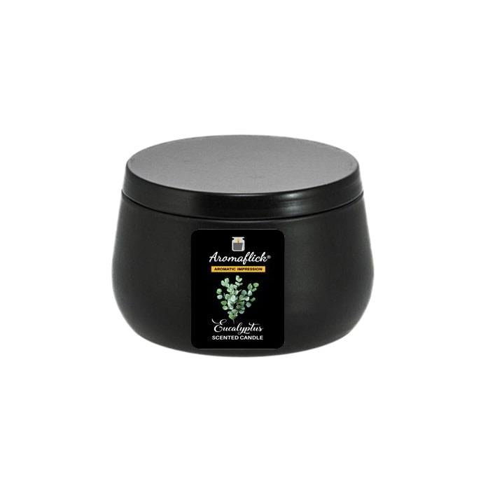 Eucalyptus Scented Candle in Black Tin – Fresh & Calming Aroma