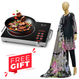 SG Professional Infrared Cooker 8019 - LED Display & Micro Crystal Plate +  Free Surmawala Lawn | Printed Fabric 3 Piece Unstitched Collection