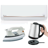 Dawlance 1.25 Ton Inverter AC 20 Chrome + Premium Electric Kettle + Premium Iron