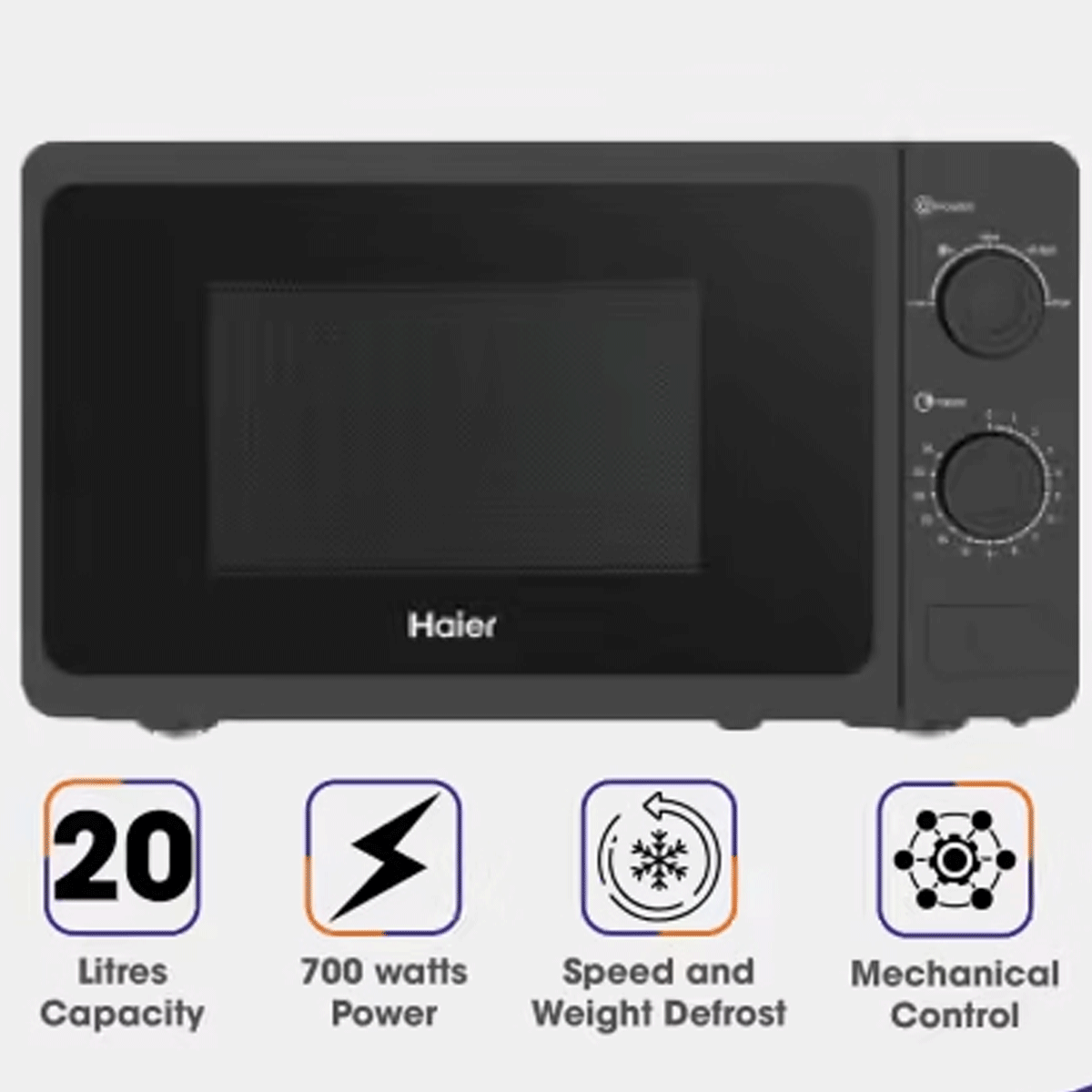 Haier HMW-20MBS/MWS Solo Microwave Oven (20 Liters, 700W)