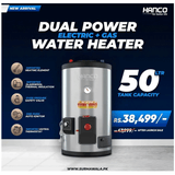 Hanco Semi Instant Electric + Gas Water Heater - 50 Liters Body Size