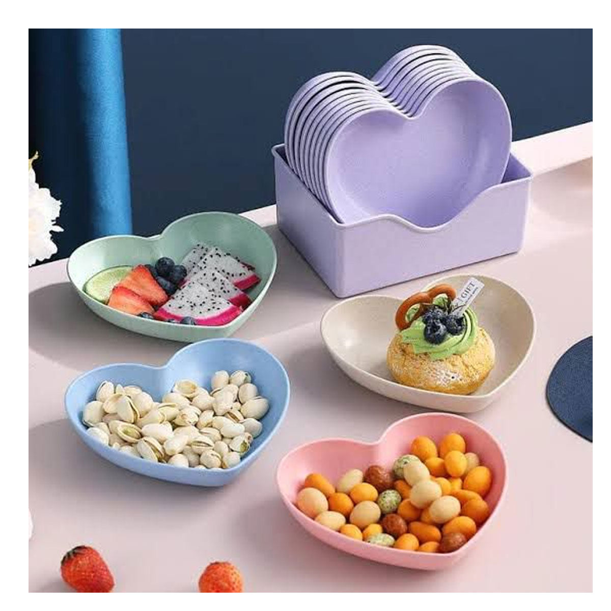 8 pcs Heart shape plates set
