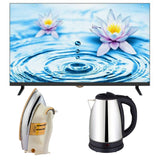Hi-Q 32″ F2 Metal Body Android Tv With Voice Control  + Premium Electric Kettle + Premium Iron