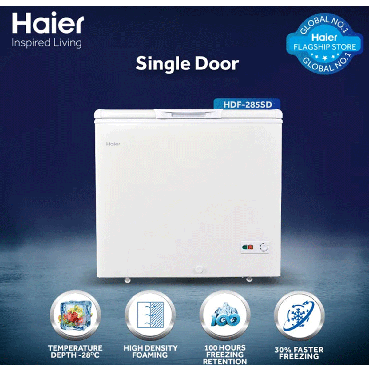 Haier HDF-285 Single Door Chest Freezer 10 Cubic Feet