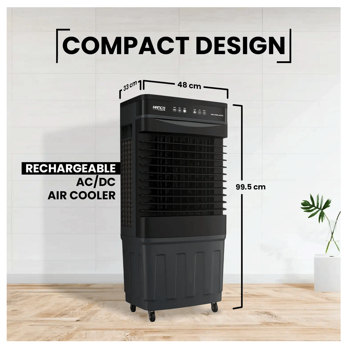 Hanco Rechargeable AC/DC Air Cooler – Model HRC-1000 AC/DC (Small Size Room Cooler)
