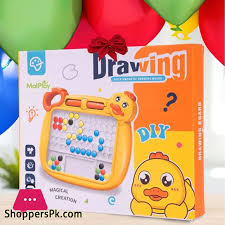 Kids Duck Magnetic Beads Drawing Board DIY Creative Puzzle Set – ITEM NO 2337
