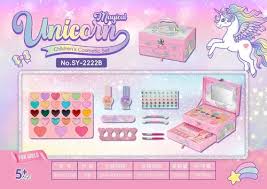 Pink Unicorn Drawer Makeup Case – Kids Pretend Play Makeup Set – ITEM NO SY-2222A