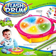 Kids Battery Operated Musical Flash Drum Toy with Flashing Lights & Drumsticks – ITEM NO 168-23