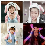 Cute Plush Rabbit Hat Moving Ears with LED Light