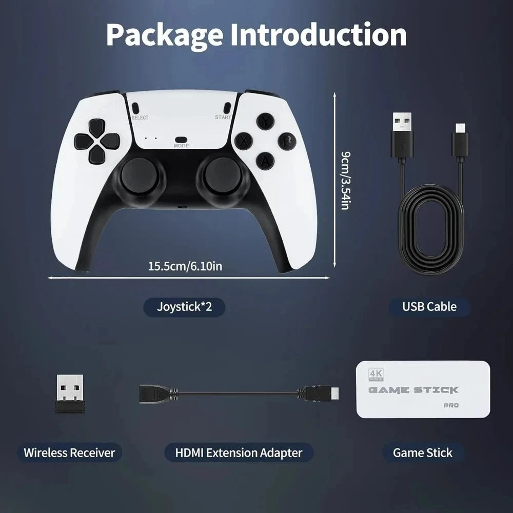 M15 Game Stick 4K Console 64GB with Dual 2.4G Wireless Controllers – 20000 Games