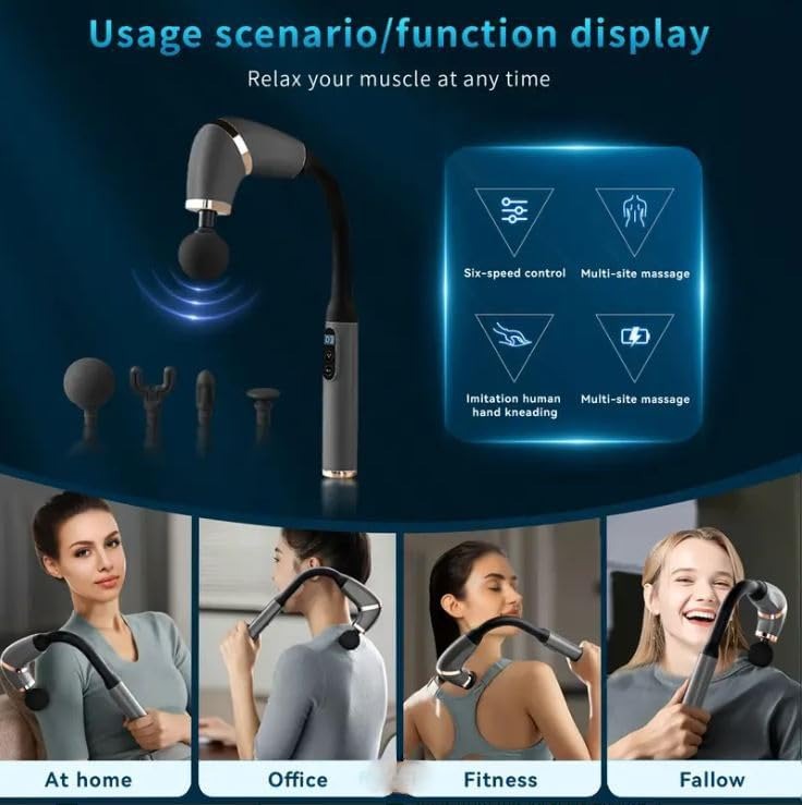 U-Shaped Massage Gun Deep Tissue with Extended Handle for Neck, Shoulder, Leg