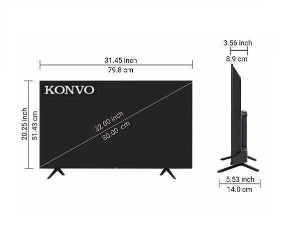 KONVO QLED TV 32G3X – 32 Inch Smart Google TV