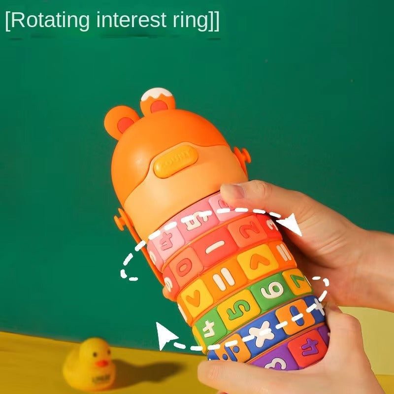 430ml Kids Rabbit Water Bottle With Silicone Straw wtih interactive Math and Number Widgets
