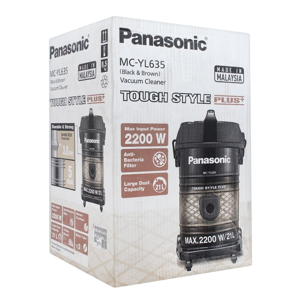 Panasonic 2200W Vacuum Cleaner with 21L Dust Capacity Tank & Anti-bacteria filter includes. MC- YL635