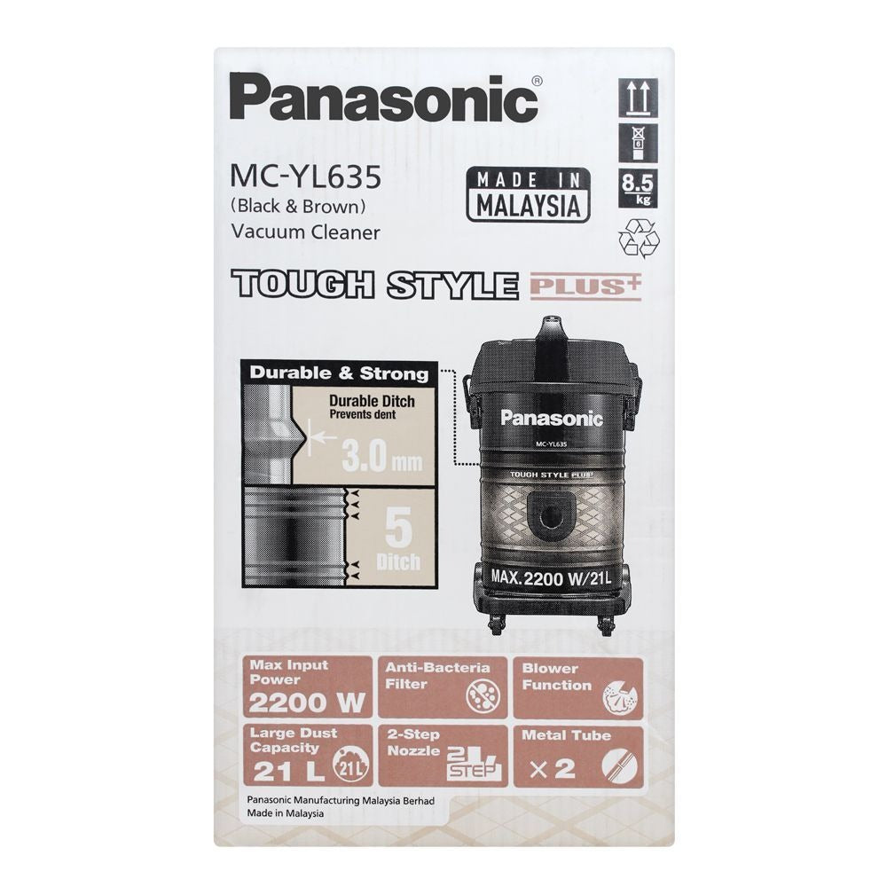 Panasonic 2200W Vacuum Cleaner with 21L Dust Capacity Tank & Anti-bacteria filter includes. MC- YL635
