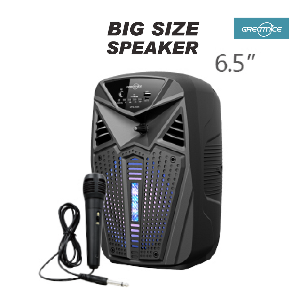 6.5 Inch LED Bluetooth Speaker with Microphone