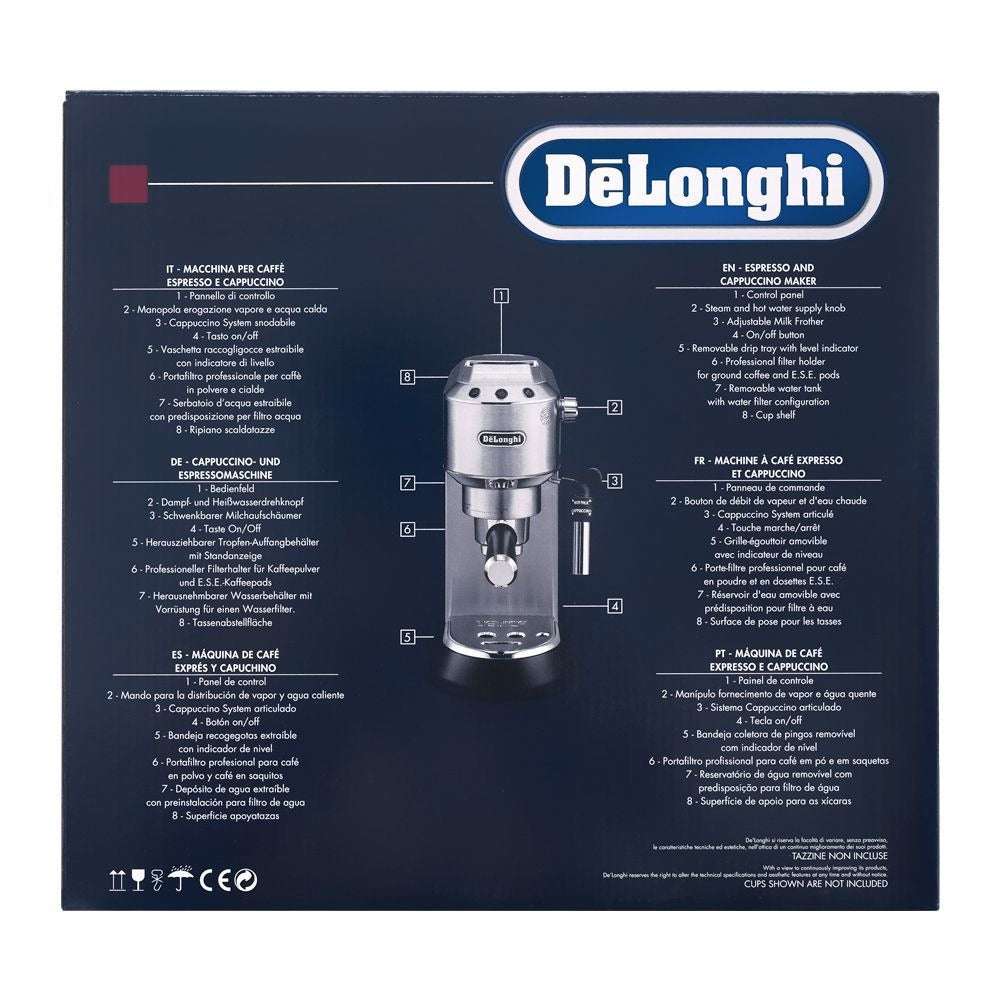 DeLonghi Dedica Style Espresso & Cappuccino Coffee Machine, EC-685