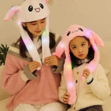 Cute Plush Rabbit Hat Moving Ears with LED Light