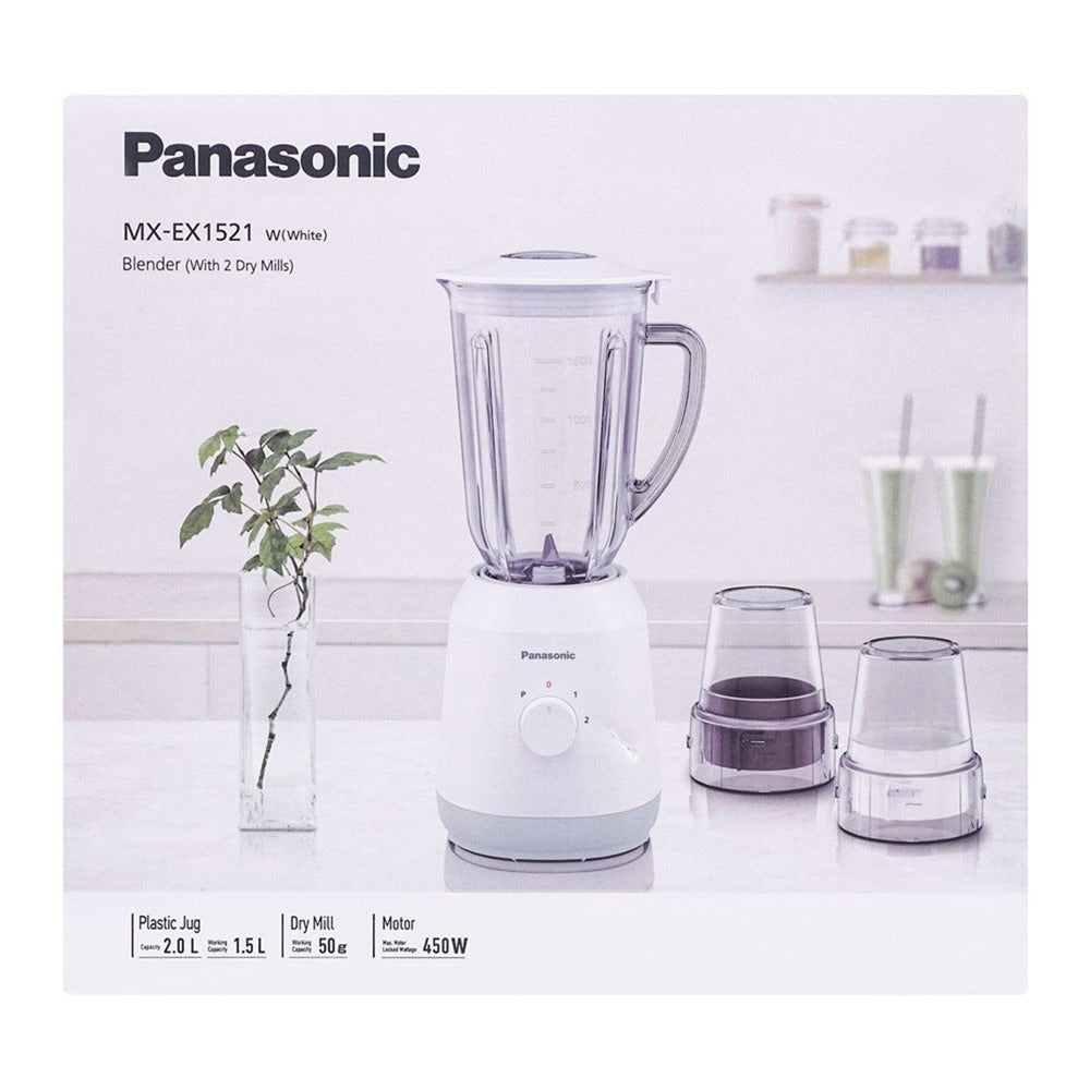 Panasonic 450W Blender With 2 Dry Mill - White MX-EX1521