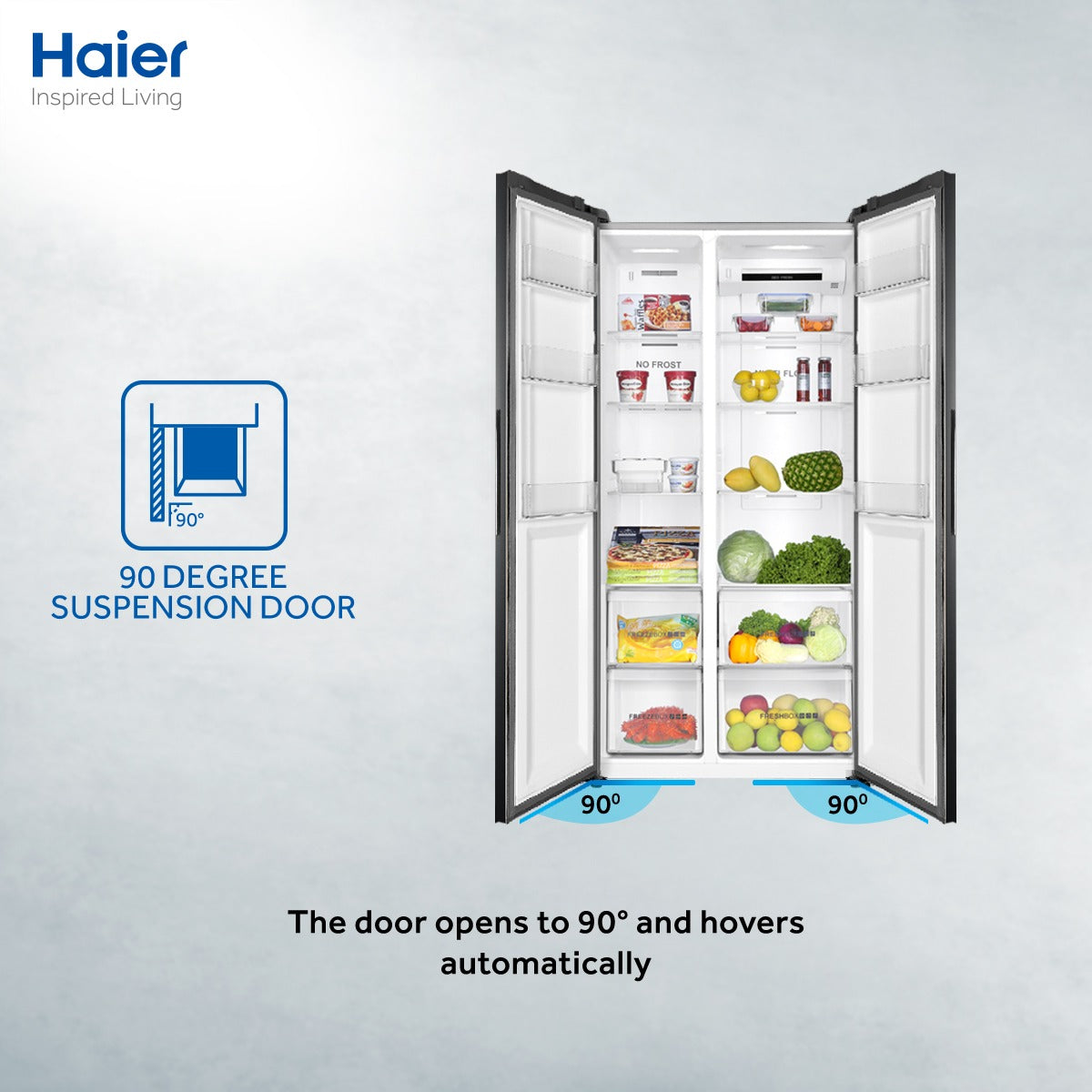 Haier Refrigerator| Model HRF-622 IBG (GLASS DOOR) Side by Side | Size 22 Cubic Feet | NO-FROST MULTI AIR FLOW | Twin Inverter Technology| HCS Freshness Technology