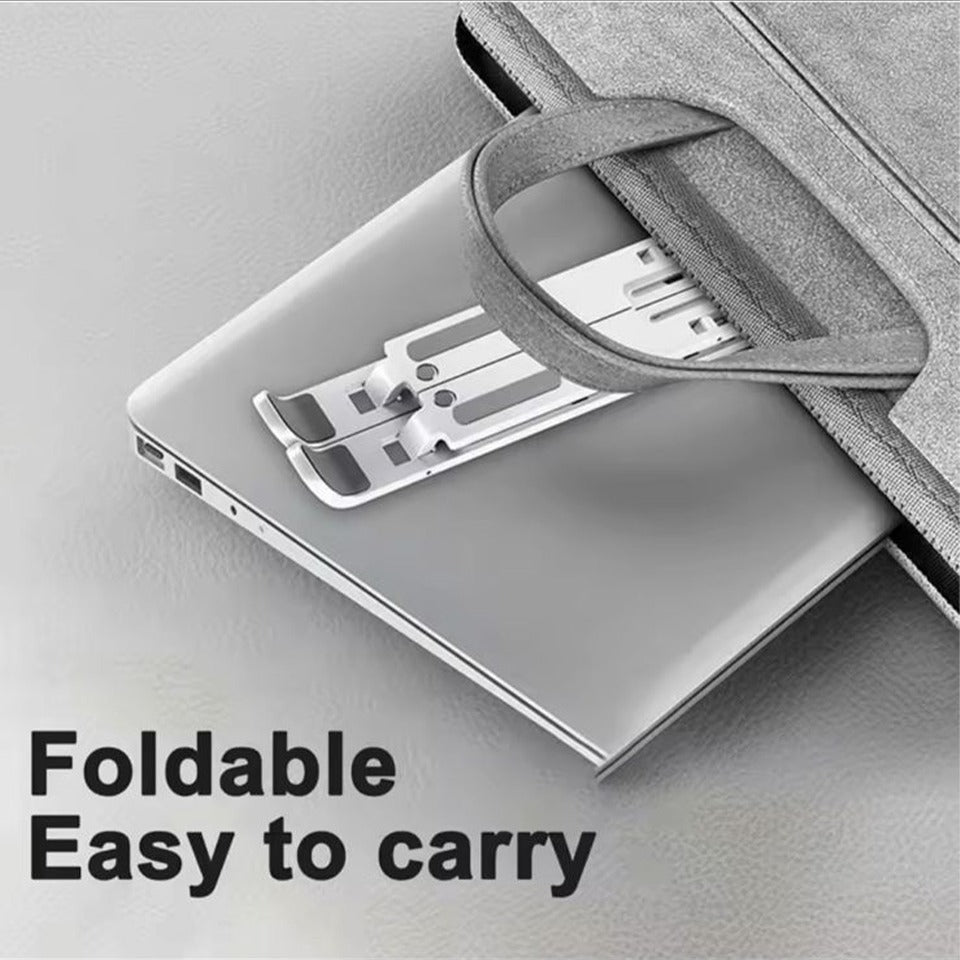 Portable Foldable Laptop Stand – Adjustable Aluminum Metal Stand with Anti-Slip Rubber Grips