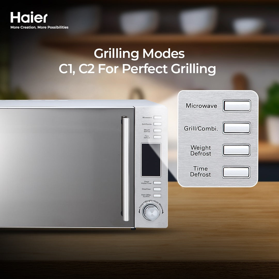 Haier 32L Grill Series HMW-32300S (Intelligent Chef with Auto Menu - Defrost Function- Speed & Weight Function) Microwave Oven