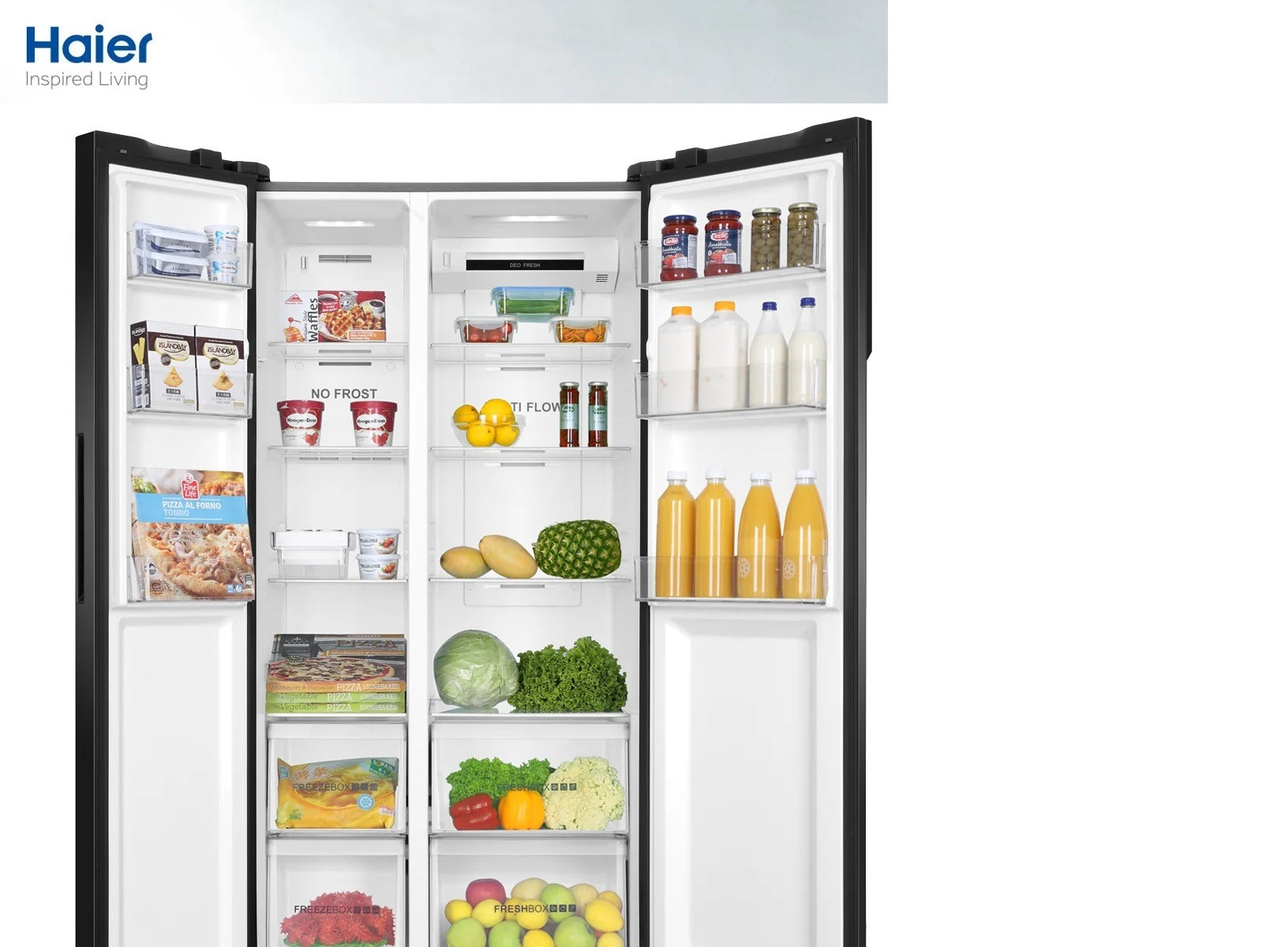Haier Refrigerator| Model HRF-622 IBG (GLASS DOOR) Side by Side | Size 22 Cubic Feet | NO-FROST MULTI AIR FLOW | Twin Inverter Technology| HCS Freshness Technology
