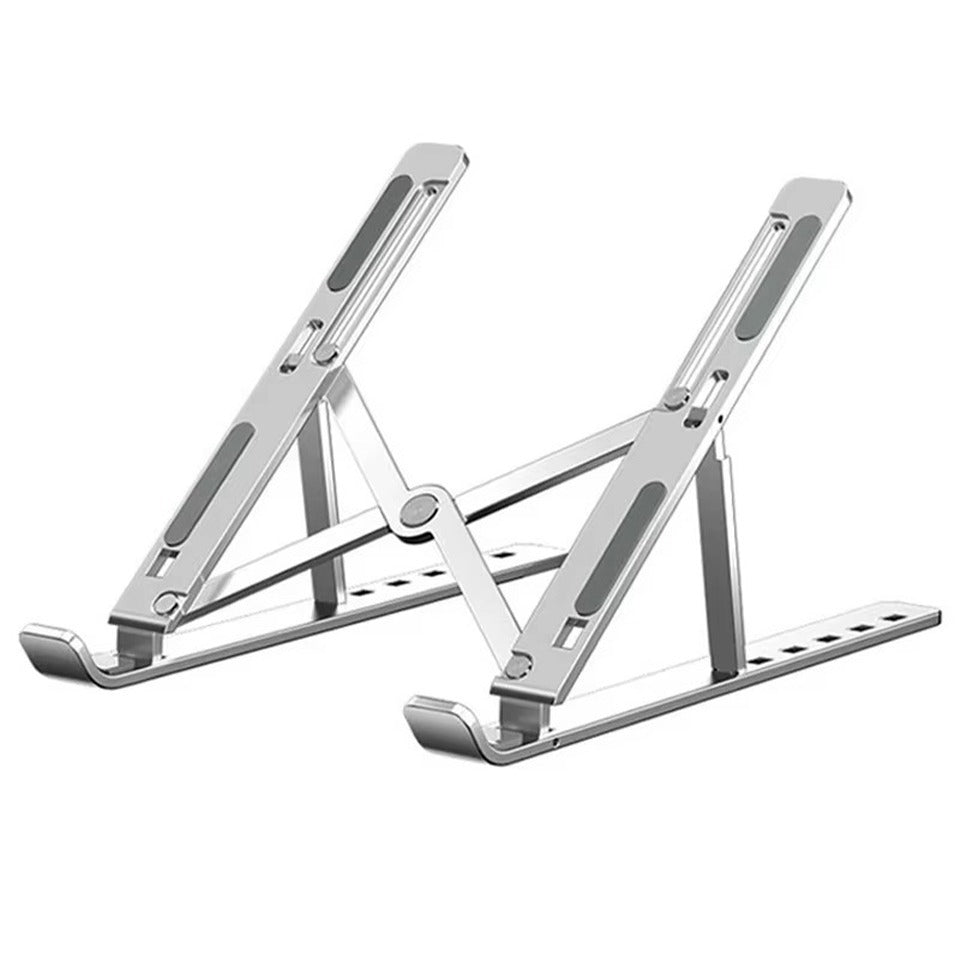 Portable Foldable Laptop Stand – Adjustable Aluminum Metal Stand with Anti-Slip Rubber Grips