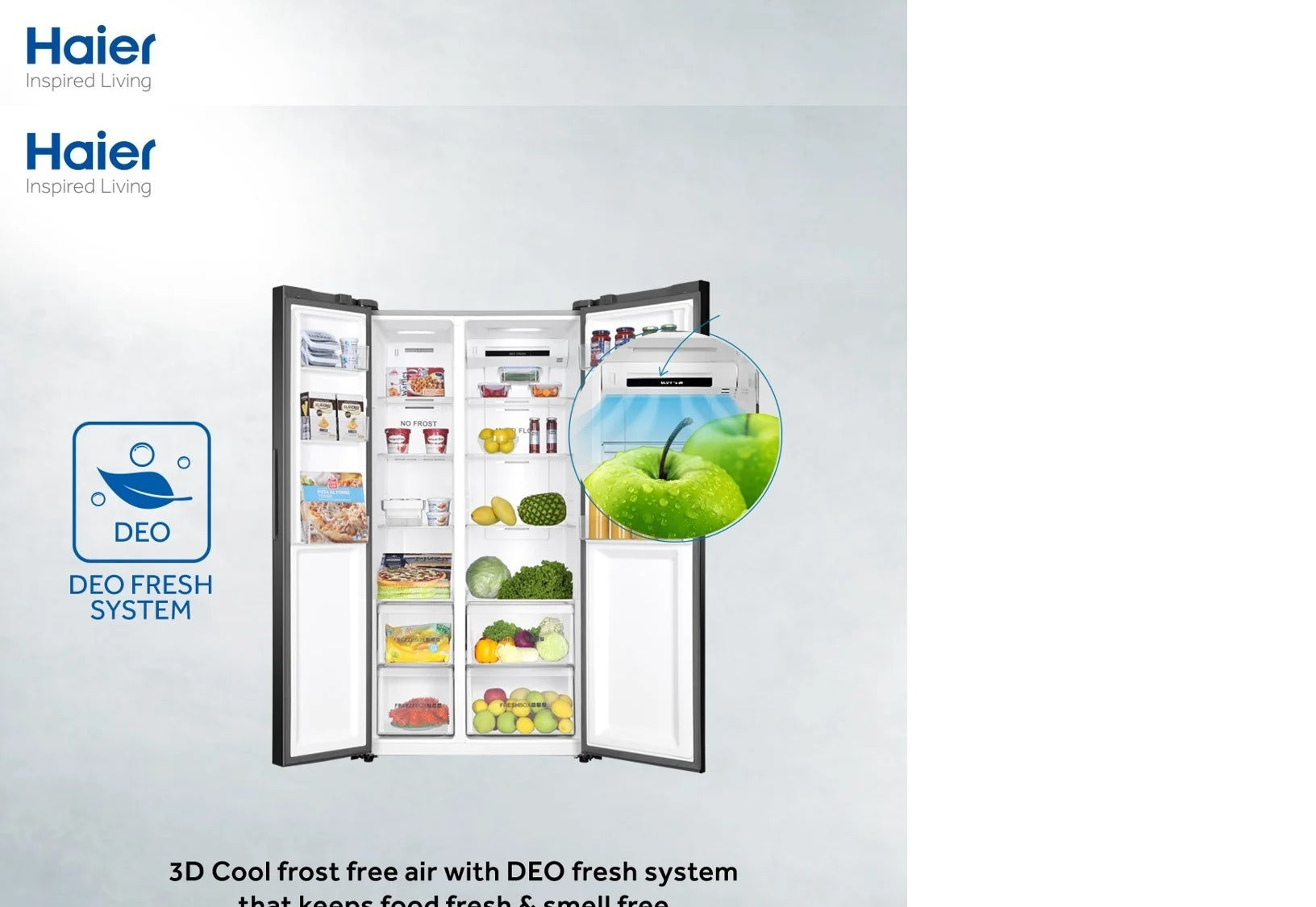 Haier Refrigerator| Model HRF-622 IBG (GLASS DOOR) Side by Side | Size 22 Cubic Feet | NO-FROST MULTI AIR FLOW | Twin Inverter Technology| HCS Freshness Technology