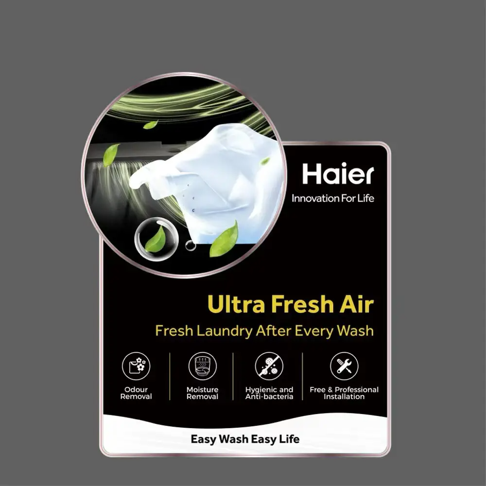 Haier Washing Machine | Model HWM 100-316 S6 | 10KG Washing Capacity Fully Automatic Top Load | Fresh Air System | Anti-Bacterial Pulsator | Pillow Drum