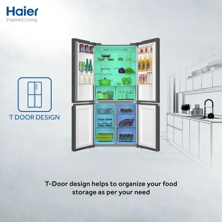Haier Refrigerator - HRF-578 TBG(Glass Door)T-DOOR-DESIGN- Twin Inverter Technology-(20 Cubic Feet)-HCS Freshness Technology-No Frost Multi Air flow